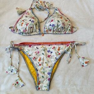 Bananamoon Floral Bikini with Pink and Blue Accents